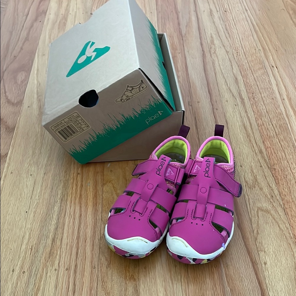 PLAE Pink and White Sandals with Velcro Straps